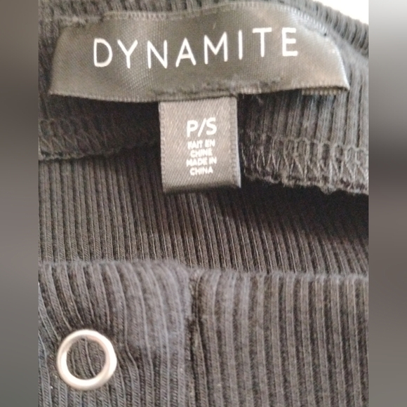 Dynamite | Black Ribbed Sleeveless 1/2 Button Tank Top | Size Small - Picture 4 of 8